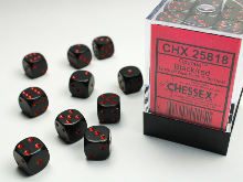 36x6 dobókocka - opaque black/red