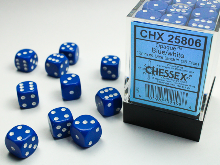 36x6 dobókocka - opaque blue/white