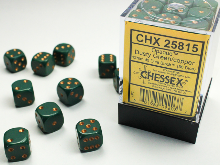 36x6 dobókocka - opaque dusty green/copper